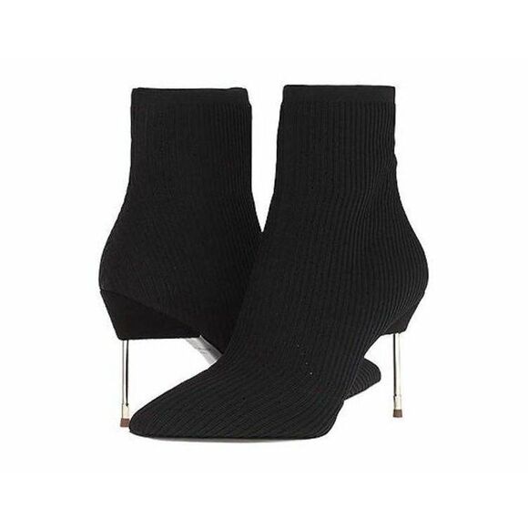 Kurt Geiger London Barbican Knit Sock Pointed Toe Mid Calf Stiletto Boot Black - Picture 1 of 15